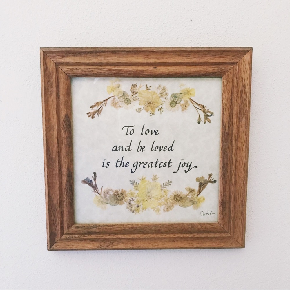 Vtg Pressed Flower & Calligraphy Art